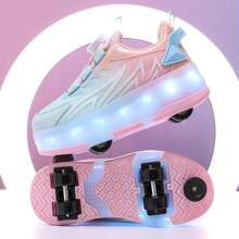 LED Light Up Roller Shoes, Removable Wheels, Leisure Sports Shoes, Quick Skating, Brakes, Ideal Gift For Boys And Girls