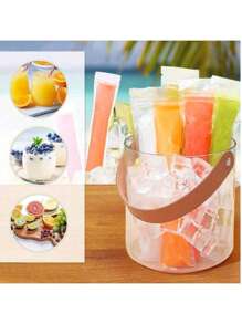 50Pcs-Long Ice Cream Bags For Vegetable/Juice, Puree, Ice Cream, Fruit Ice, Storage Bags That Can Be Sealed At Cold Temperatures, DIY Ice Cream Bags And Food Packaging Bags Gift Bags For Parties Kitchen, Disposable Lollipop Ice Bags Crushed Ice Ice Bags Self-Sealing Transparent Lollipop Ice Bags