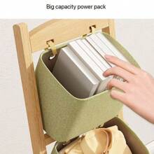 天然木质圣诞储物架套装，配有布艺手提箱 - 可堆叠玩具和礼品收纳架，适合客厅、卧室、宿舍的农舍家居装饰（易于组装）