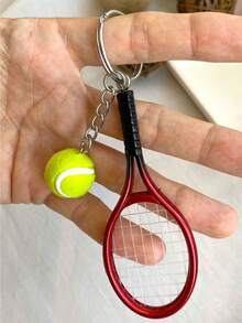 1pc Personalized Tennis Keychain, Miniature Real Tennis Ball/Racket Charm, Customized Tennis Lover Gift - Tennis Ornaments - View 8