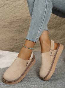 2025 New Thick Sole Closed Toe Mule Sandals With Buckle Strap, Comfortable Slip-On Slippers, Versatile Marroon Color System