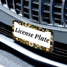 Sunflower License Plate Frame,Yellow License Plate Frame,License Plate Frame,Rust-Proof Waterproof 2 Hole License Plate Holder Men Women 12.2 X 6 Inch,2PC - 12x6 Inch - View 6