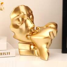 Golden Deco Sculpture, Abstract Art Woman Thinker Statue, Office Bar Cafe Statues Room Decor, Entrance Statues And Sculptures, Resin, KissGolden Deco Sculpture, Abstract Art Woman Thinker Statue, Office Bar Cafe Statues Room Decor
