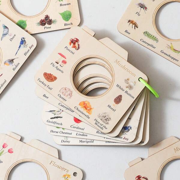 Baby Wissenschaftler Starter Set - Outdoor, Insekten, Pflanzen kognitive Holzbücher, bunte Natur Erkennungsspielzeuge, Weihnachts-/Geburtstagsgeschenk