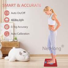 NetHong Digital Bathroom Scales 180KG Body Weight Weighing Scale Smart LED Electronic,Red - Red - View 3