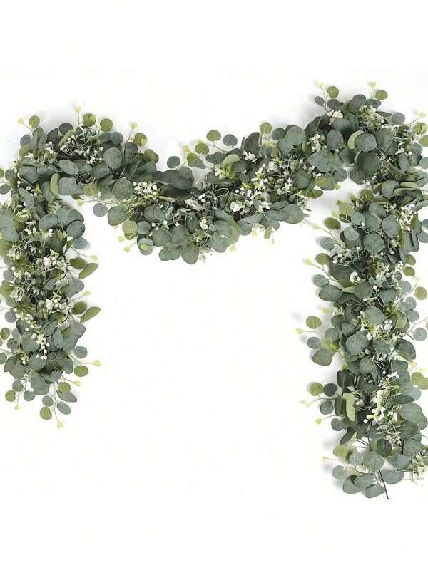1pc/2pcs Artificial Eucalyptus Vine Plant, Real Texture Fake Green Plant, Simulated Hanging Plant, Suitable For Wedding Courtyard Garden Home Party Tabletop Wall Decoration, Home Decoration