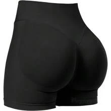 VOYJOY Women Workout Impact Shorts 3.6"/ 4.5"/ 6" Scrunch Butt Lifting Gym Seamless Booty Biker Shorts - Black - View 6