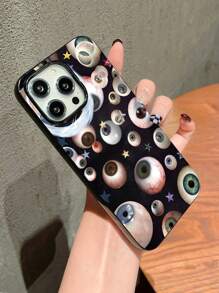 1 pieza Funda de teléfono con gráfico de estrella reflectante de gelatina negra a la moda compatible con iPhone 13, 11, 14 Pro Max, 13 Pro, 15/15 Plus/15 Pro/15 Pro Max/12/12 Pro/12 Pro Max/14/14 Pro/13 Pro Max, etc.