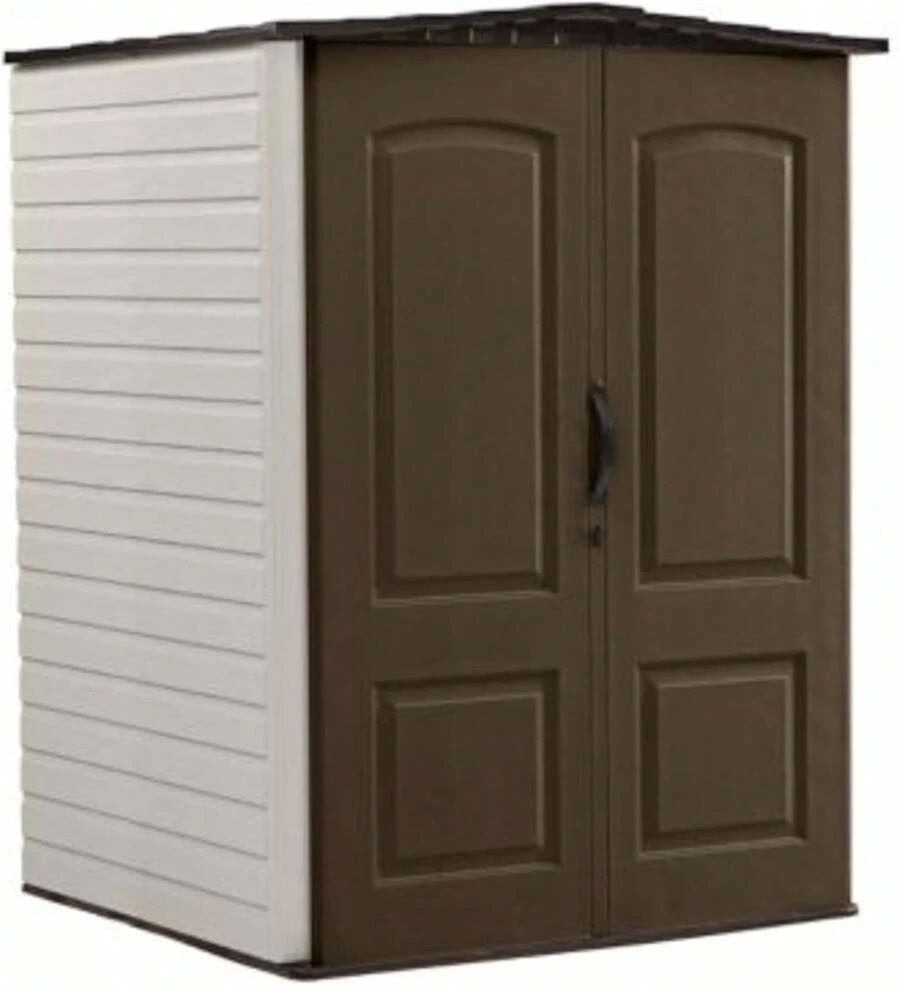 Medium Vertical Resin Outdoor Storage Shed With Floor (5 X 4 Ft), Weather Resistant, Brown, Organization For Home/Backyard/Pool/Garden/Lawn Tools - Multicolor - View 1