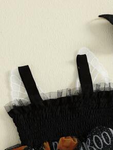 Halloween Butterfly Halter Dress For Girls - Black - View 3