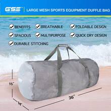 GSE Games & Sports Expert Large Mesh Duffel Bag With Zipper.Sport Equipment Scuba Bag For Sport Balls, Team Practice, Swimming Gear, Diving, Rafting, Water Sports - Blue - Grey - View 3