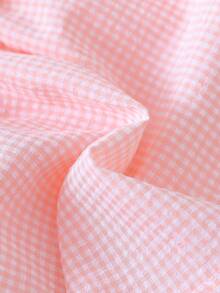 Romper Tanpa Lengan Motif Kotak-kotak Lucu untuk Bayi Perempuan dengan Dekorasi Pita 3D dan Desain Kancing, Warna Pink, Cocok untuk Hari Valentine, Ulang Tahun, Pakaian Sehari-hari, Musim Semi/Panas - MultiWarna - View 9