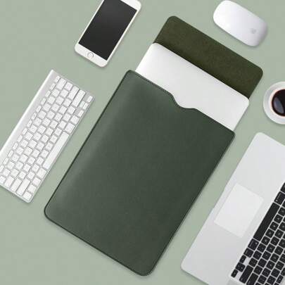 1pc Portable Multi-Function Laptop Sleeve Case, Fits 13/13.3/14/15/16 Inch Laptop, Tablet, IPad, Convenient Carrying Pouch, PU Notebook Protective Bag, Office Supplies Organizer