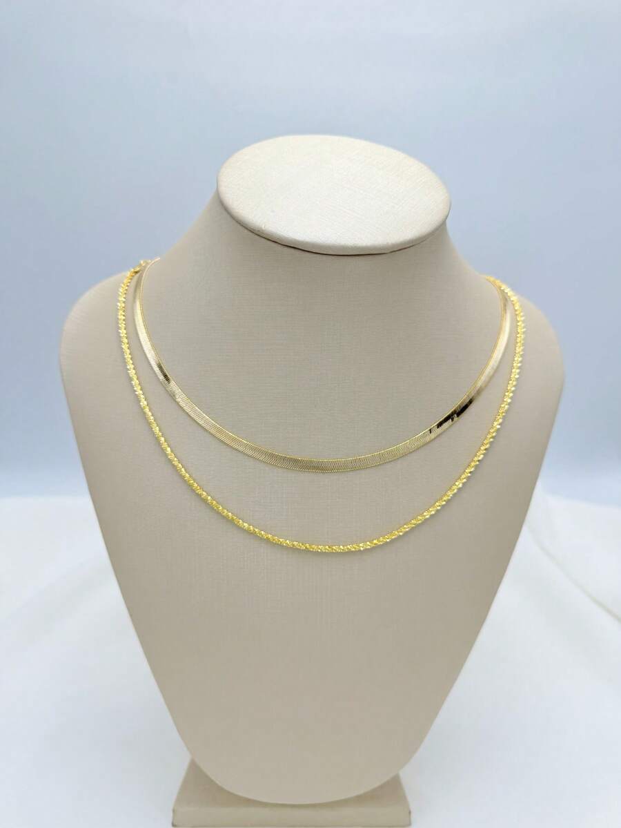 KIT2 Short Fashion Necklace With Layer Design 18k GOLD Plating In 925 Silver - Gold - View 1