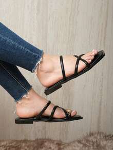 Women Flat Sandals - Black - View 3