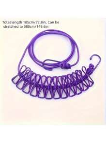Hot 1 Piece Super Convenient Retractable Portable Travel Clothesline, Garment Line With 12 Clothespins, Adjustable Flexible Portable Travel Clothesline - 12 Clips Retractable Exposed Clothesline, Portable Travel Clothesline - Windproof, Retractable & Elastic Laundry Clothesline For Indoor & Outdoor Clothesline, Outdoor Camping Accessories,
