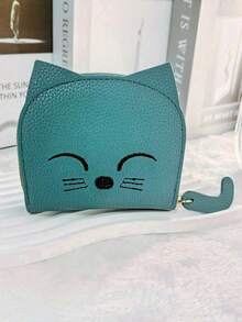 Cartera con diseño en forma de gato de dibujos animados, monedero de mujer con múltiples ranuras para tarjetas, monedero de moda lindo de piel sintética, bolsa para tarjetas de gato para mujeres, pequeña y portátil, paquete de tarjetas con múltiples ranuras, hay múltiples colores para elegir, un pequeño regalo para familiares, amigos y seres queridos, y seres queridos para estudiantes, hombres, mujeres en el viaje diario, vacaciones, viajes, regalo de cumpleaños para novia, madre