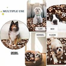 Dog Blanket Soft Fleece Dog Blanke. For Small Medium Dogs Fluffy Flannel Pet Cat Puppy Blanket Mat Cover For Bed Couch Cute Paw Print Throw Blanket For Dogs Brown 40X30 - Brown - View 7