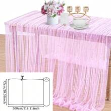 Șervețel de masă din tul alb cu perle, 1 bucată, țesătură din dantelă cu perle pentru arcadă de nuntă, fundal de petrecere, decor de masă, piesă centrală de masă, cadouri pentru ziua de naștere, absolvire, decorațiuni pentru petrecere, burlăcițe, vară, plajă, înapoi la școală, rechizite școlare, decor de cameră