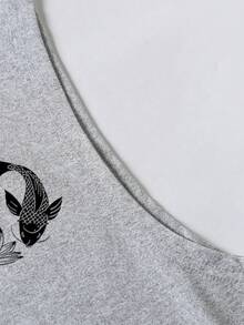 男士宽松印花背心，春夏 - 淺灰色 - 查看 5