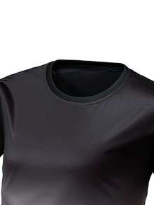 Men's Sports Fashion Slim Fit Short Sleeve Crew Neck T-Shirt, Summer Fitness Training Wear, Ideal Gift - Khaki - View 3