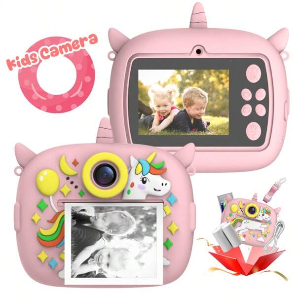 Cámara digital para niños: Cámara portátil y linda con mini impresora de fotos de impresión instantánea. Regalo perfecto, cámara digital de impresión HD e impresora de fotos ideal para aprendizaje, manualidades, toma de notas. Perfecto para el Día del Niño y regalos de verano