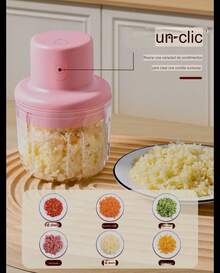 Picadora de ajo eléctrica para uso doméstico triturador de vegetales cocina rápida eficiente diseño compacto fácil de usar accesorio hogar herramienta práctica ahorro tiempo - Rosa - Ver 3