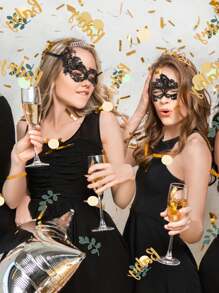 5 Stücke mysteriöse Party Königin Spitzenmaske, formlose Maskerademasken, sexy venezianische Karneval Augenmaske [Zufälliger Stil]