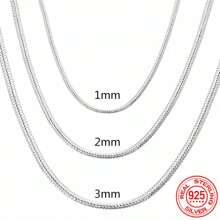 40-75cm 925 Sterling Silver 1MM/2MM/3MM Solid Snake Chain Necklace For Women Men Fashion Jewelry For Pendant DIY
