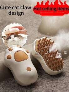 1 件，蒸汽猫刷，三合一电动宠物美容工具，便携式硅胶自清洁蒸汽刷，适用于猫和狗，舒适按摩和脱毛，护发，爪子设计，咖啡色随机发送，电池：150mAh - 彩色 - 查看 15