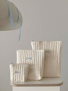 3 件套蝴蝶结便携式旅行收纳袋，卡通动物拉链收纳袋，可收纳尿布、奶瓶、婴儿用品、妈妈化妆包