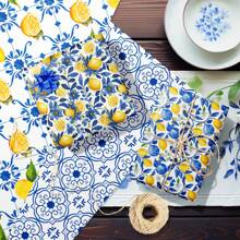 12张青花瓷柠檬礼品包装纸，6种不同风格的柠檬礼品包装装饰，适用于生日派对、单身派对、婚礼、各种节日礼品包装装饰 - 彩色 - 查看 4