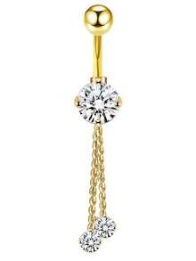 5pcs/Set Gold-Plated Curved Barbell, Belly Button Rings Set, Surgical Stainless Steel Inlaid Glitter Zirconia Heart, Flower, Butterfly Piercing Jewelry For Women, Daily Wear & Holiday Gift - Yellow Gold - View 10