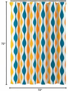 Mid Geo Shower Curtain, 72 X 72, Gold & Gray, Bathroom Decor - Turquoise & Orange - View 8