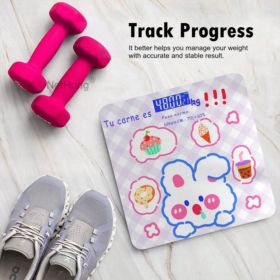 NetHong Cute Little Rabbit Digital Bathroom Scales 180KG Body Weight Weighing Scale Smart LED Electronic - Purple Bunny - View 1