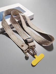 Adjustable Retro Plaid Lanyard With Pearl Decor, Suitable For ID Card Or Casual Use - Multicolor - View 5