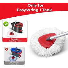 Spin Mop Replacement Head Compatible With O-Cedar EasyWring 1 Tank, 2 Microfiber Mop Refills, 30-58" Handle And 1 Base Set Combo (White,1 Tank System) - White - View 2