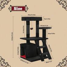 Gothic Cat Tree With Scratching Post, 32.6" Goth Cat Tower With Coffin Bed, Soft Cushion Platform, Spider Hanging Ball, Cozy Condo, Pet Furniture Climbing Tower For Indoor Cats, Black