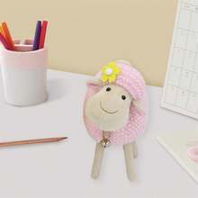 Muñeco de oveja de juguete, lindo peluche suave, adorno de escritorio con campana, regalo de cumpleaños para niños y adultos. - Rosa - Ver 2