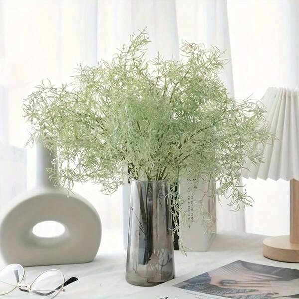 18 tallos artificiales de romero - Plantas falsas realistas resistentes a los rayos UV para decoración de granjas rústicas, bodas, hogar, porche, patio, jardín de uso interior/exterior - Decoración estacional festiva (Navidad, Acción de Gracias, Pascua), plantas artificiales para decoración del hogar, decoración de bodas, jarrones vintage, diseño de hojas texturizadas