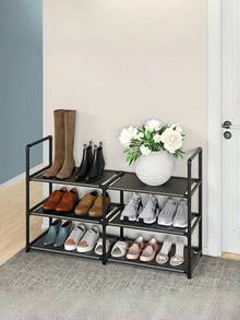 1pc Double-Deck Simple Dust-Proof Shoe Rack, Storage Shelf, Space Saving, Sturdy, Fashionable, Easy Assembly & Disassembly, Portable, Suitable For Living Room, Bedroom, Entryway, Office, Home, Multi-Layer Storage, Holiday Gift, Christmas Gift, Children Gift