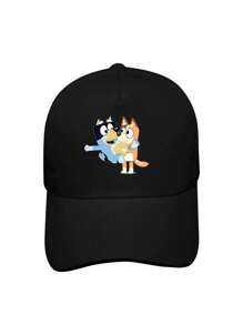 Bluey 1Pc Blueys Dogs And Bingo Family Cartoon Print Party Favor Decorative Breathable Baseball Cap Outdoor Hip Hop Snapback Black Summer Travel Sun Hat(Some Parts May Be Random)