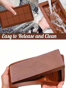 10-Grid Chocolate Mold, Silicone Baking Tool, DIY Cake Mold - Brown - View 9