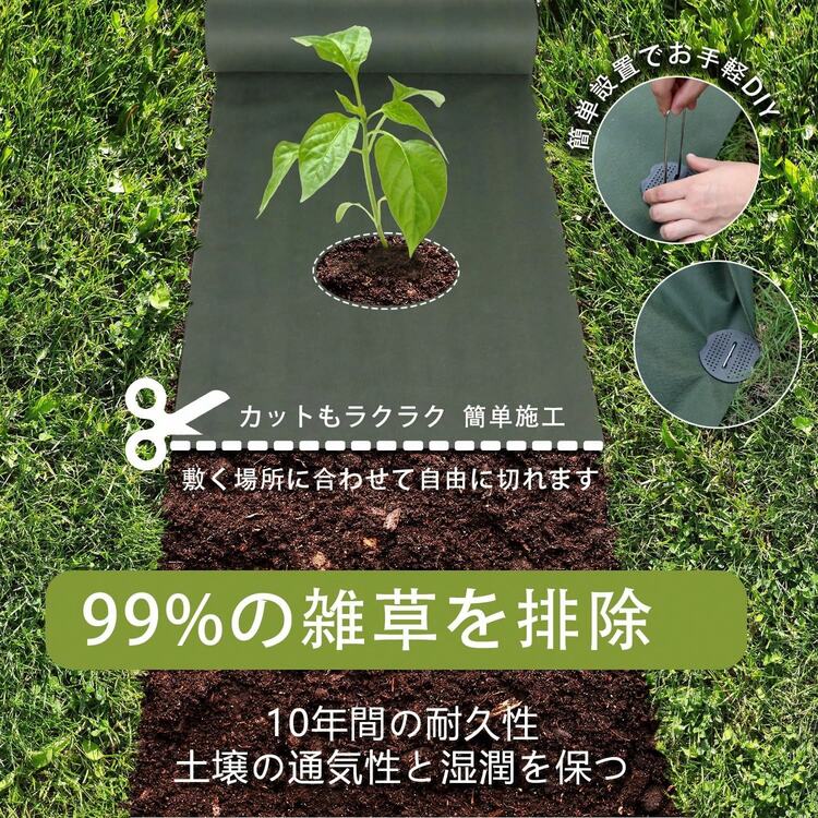 改良版】防草シート 除草シート 2m×50m ぼうそうシート 高透水 高耐久