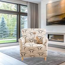 Local Delivery - Banquet Armchair Slipcover Printed Chair Covers With Arms Stretch Club Chair Slipcover Soft Armchair Sofa Covers Anti-Slip Furniture Protector For Dogs Pets Home Living Room Decor, 14 - A4 - View 7