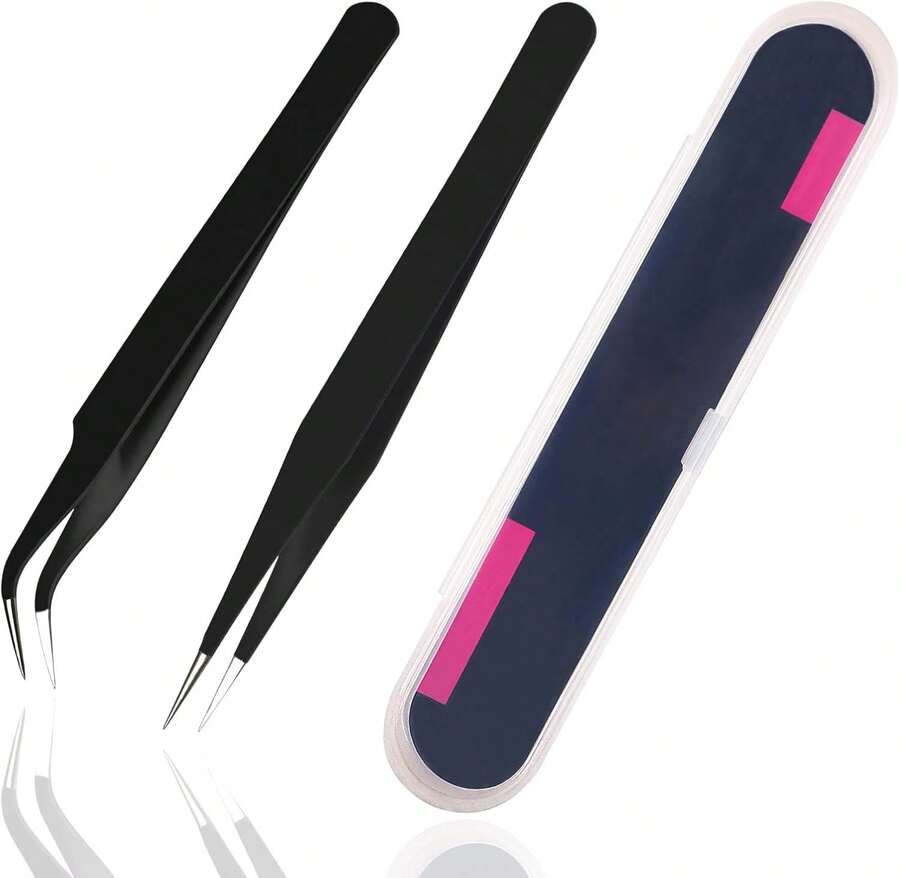 2 Piezas de Pinzas con Adhesivo, Pinzas Decorativas Lindas para Pegatinas, Scrapbooking, Vinilos, Pestañas, Electrónica, Negro - Negro - Ver 1