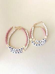 1pc Personalized Custom Name/Letter/Text/Daisy Bracelet/Girl Bracelet/Daisy Name Bracelet/Children Bracelet, Charming Spring Summer Accessory, Custom Name Bracelet For Girl, Vibrant Color Birthday Party Gift, Back To School Gift, Children's Festival Gift, Suitable For Teenagers