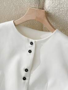 Women's Summer Casual Solid Color Button Front Tank Top + Pleated Mini Skirt 2-Piece Set - White - View 3