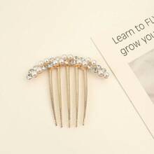 1pc Metal Rhinestone Inset Hair Comb, 5-Tooth Hair Clip For Bun, Ponytail Hair Accessory, Hair Accessories, Hair Accessories, Wedding, Combs, Side Comb