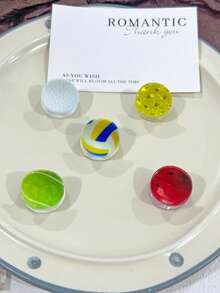 发夹 5 件可爱迷你运动发夹（篮球、足球、棒球、乒乓球），节日送给她的完美礼物发饰优雅爪夹，学校用品，大学